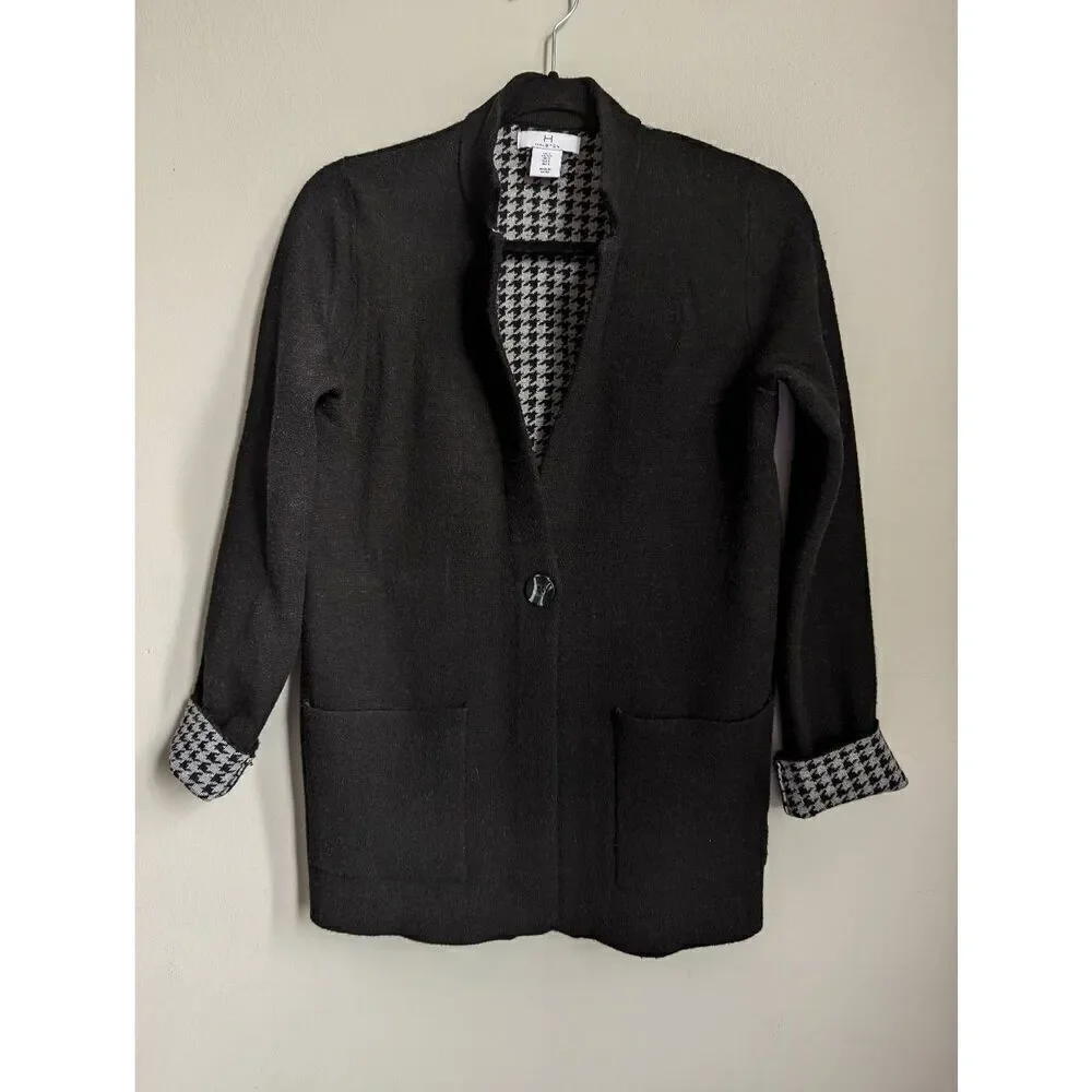 H by Halston One button hounds tooth cardigan size Small